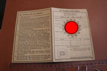 alter Beitragsnachweiss der Deutschen Arbeitsfront 1938